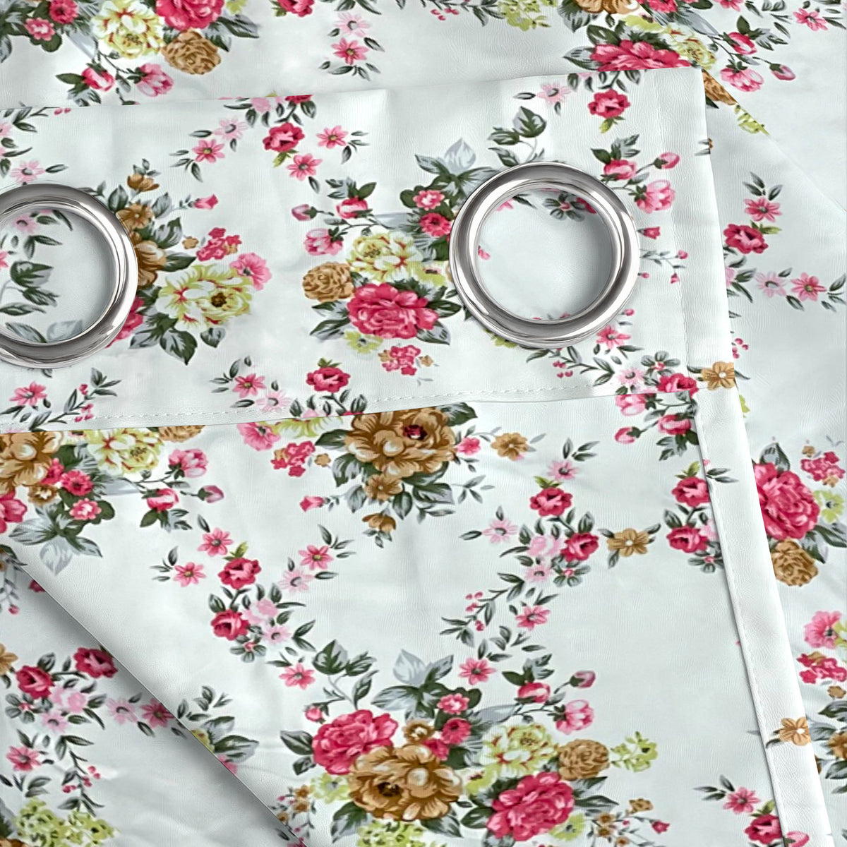 Ivory Rose Garland 240 GSM Polyester 80% Blackout Eyelet Curtain