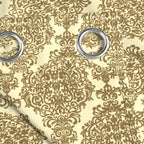 Ivory Olive Regal Damask 240 GSM Polyester 80% Blackout Eyelet Curtain