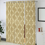 Ivory Olive Regal Damask 240 GSM Polyester 80% Blackout Eyelet Curtain
