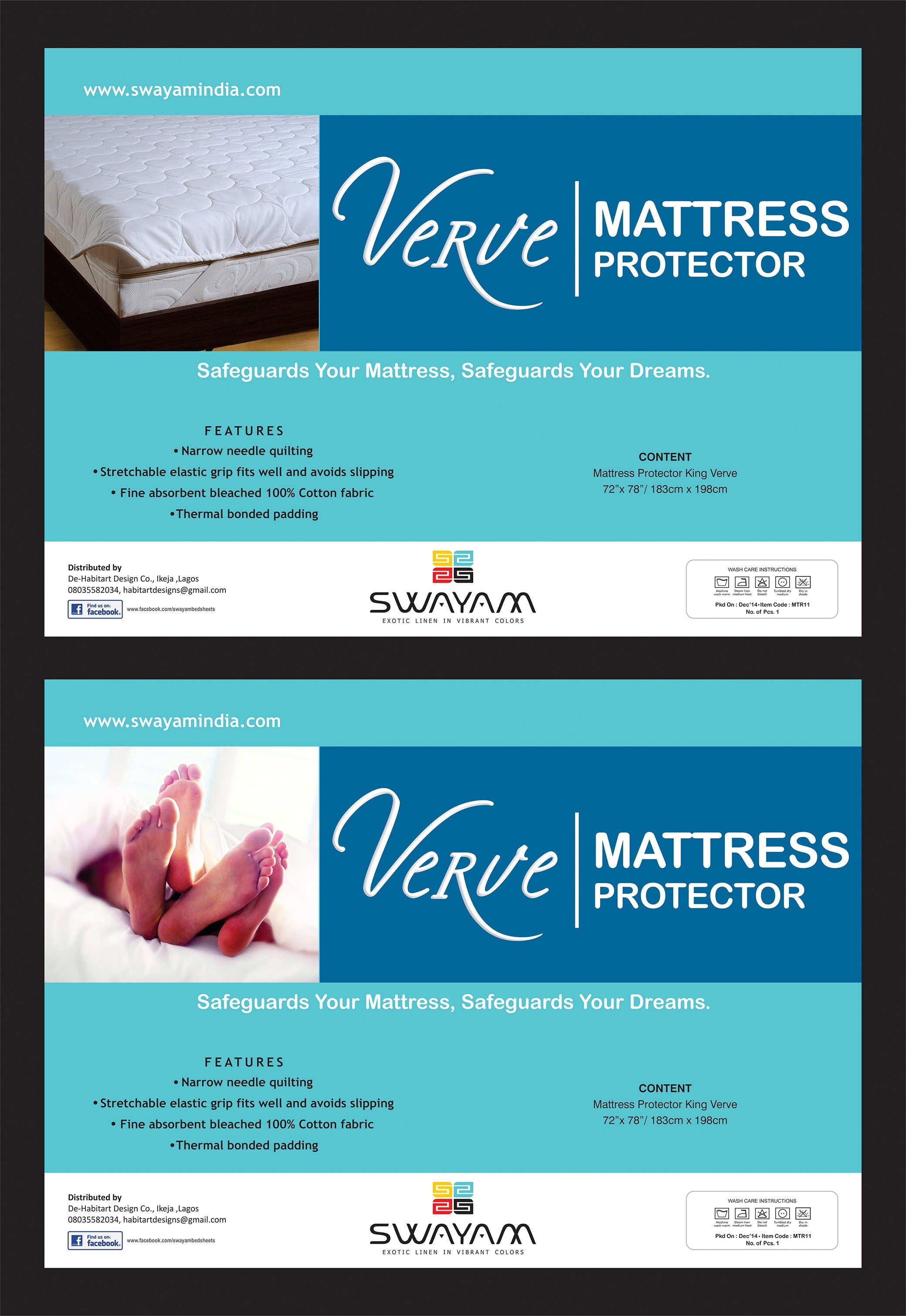 Single Waterproof Quilted Mattress Protector – 72 x 78 inch (4 Corner Elastic Hold)