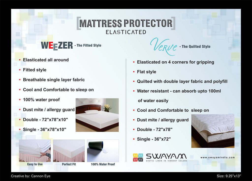Single Waterproof Fitted Mattress Protector – Pure White, Full Skirt Fit (72 x 78 inch)