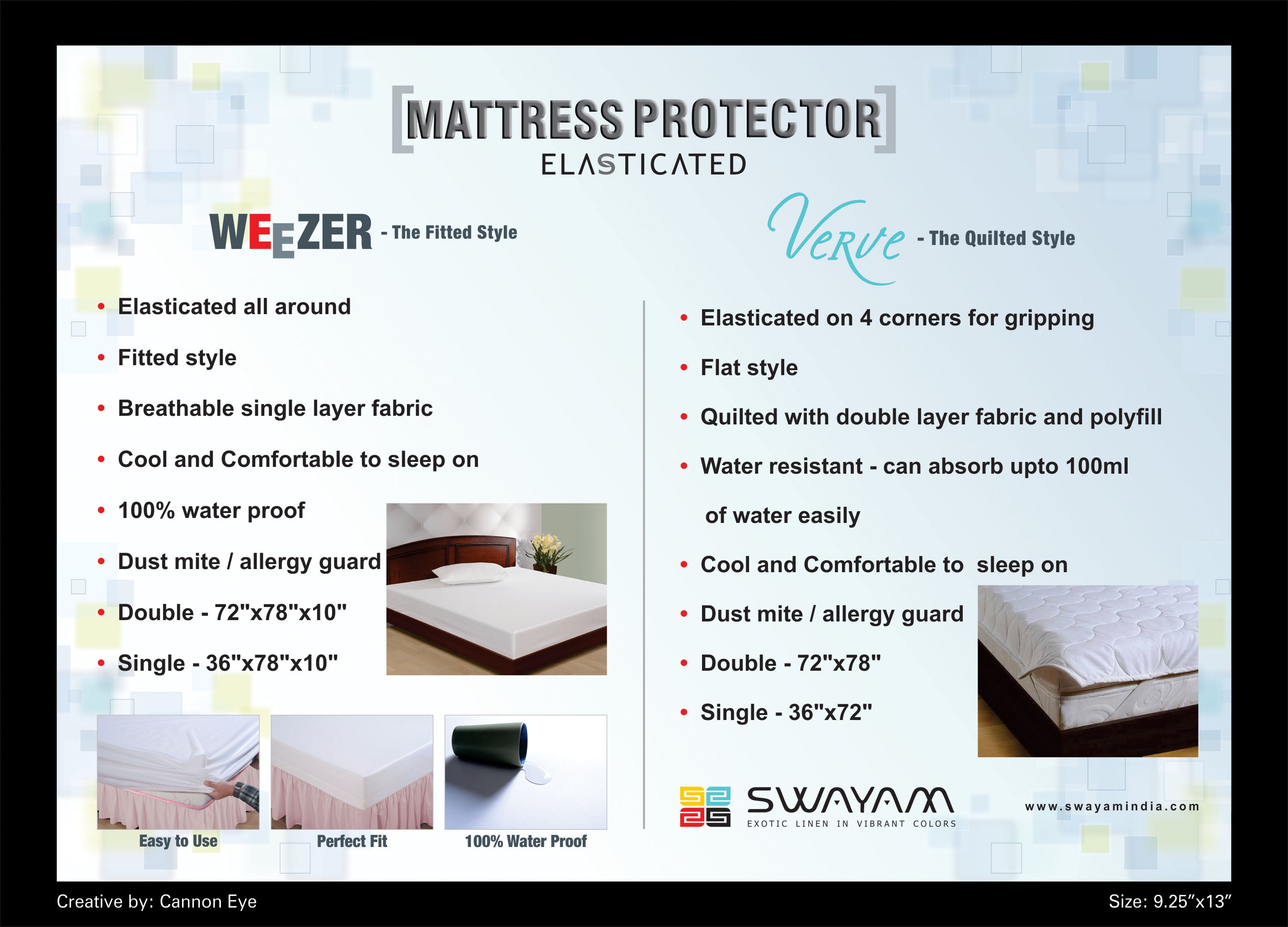 Single Waterproof Fitted Mattress Protector – Pure White, Full Skirt Fit (72 x 78 inch)