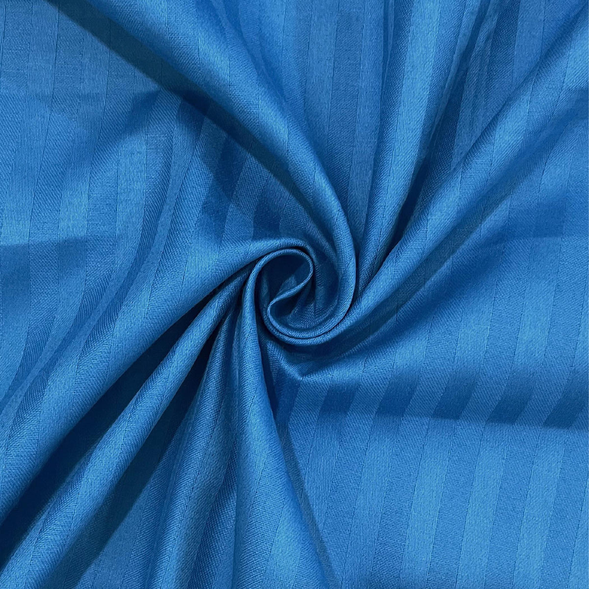 Ocean Blue Tonal Stripes 300 TC Pure Cotton Bedsheet Set with Pillow Cover
