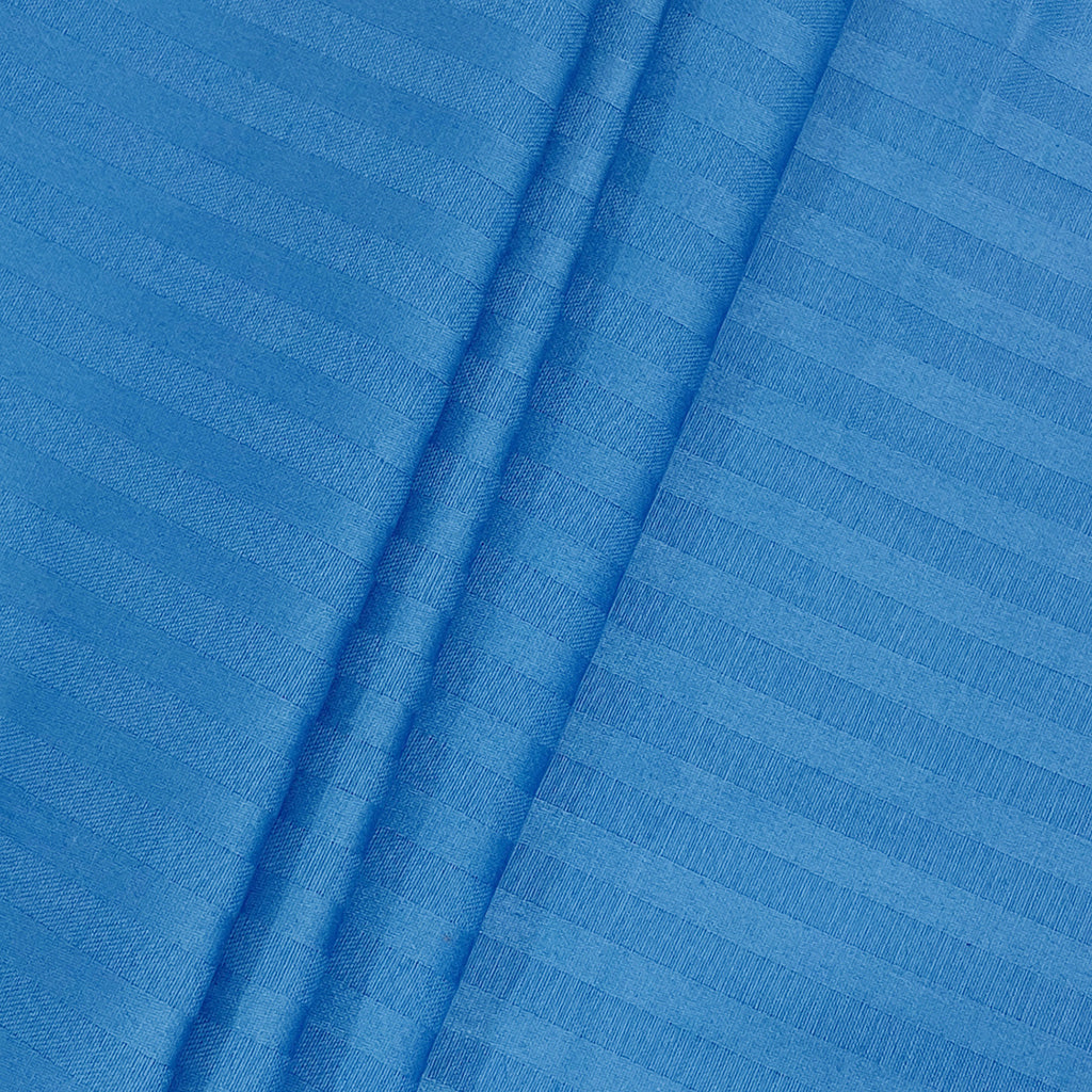 Ocean Blue Tonal Stripes 300 TC Pure Cotton Bedsheet Set with Pillow Cover