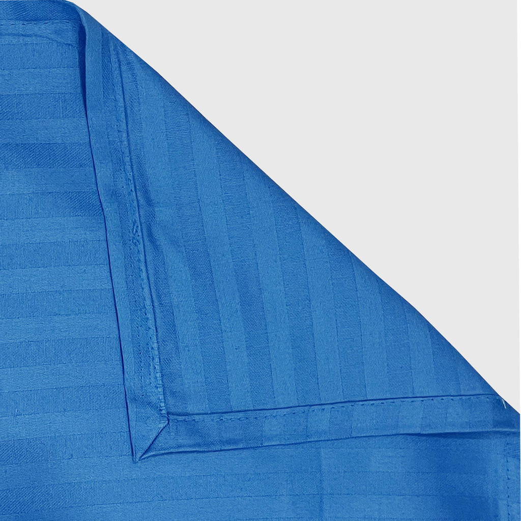 Ocean Blue Tonal Stripes 300 TC Pure Cotton Bedsheet Set with Pillow Cover