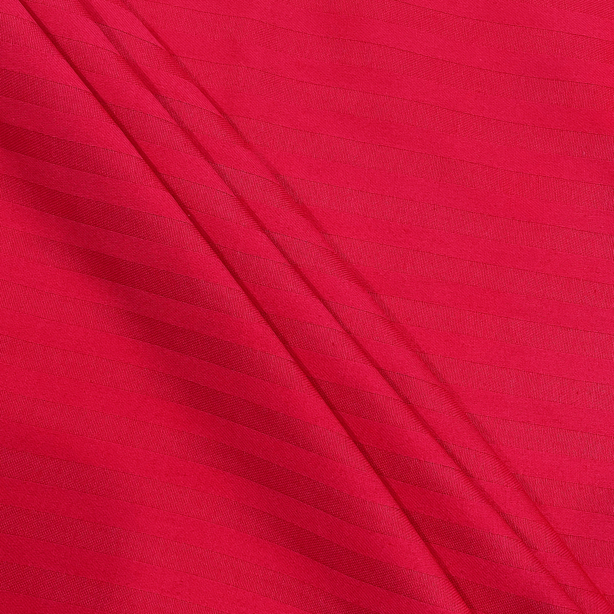 Crimson Satin Stripe 300 TC Pure Cotton Bedsheet Set with Pillow Cover