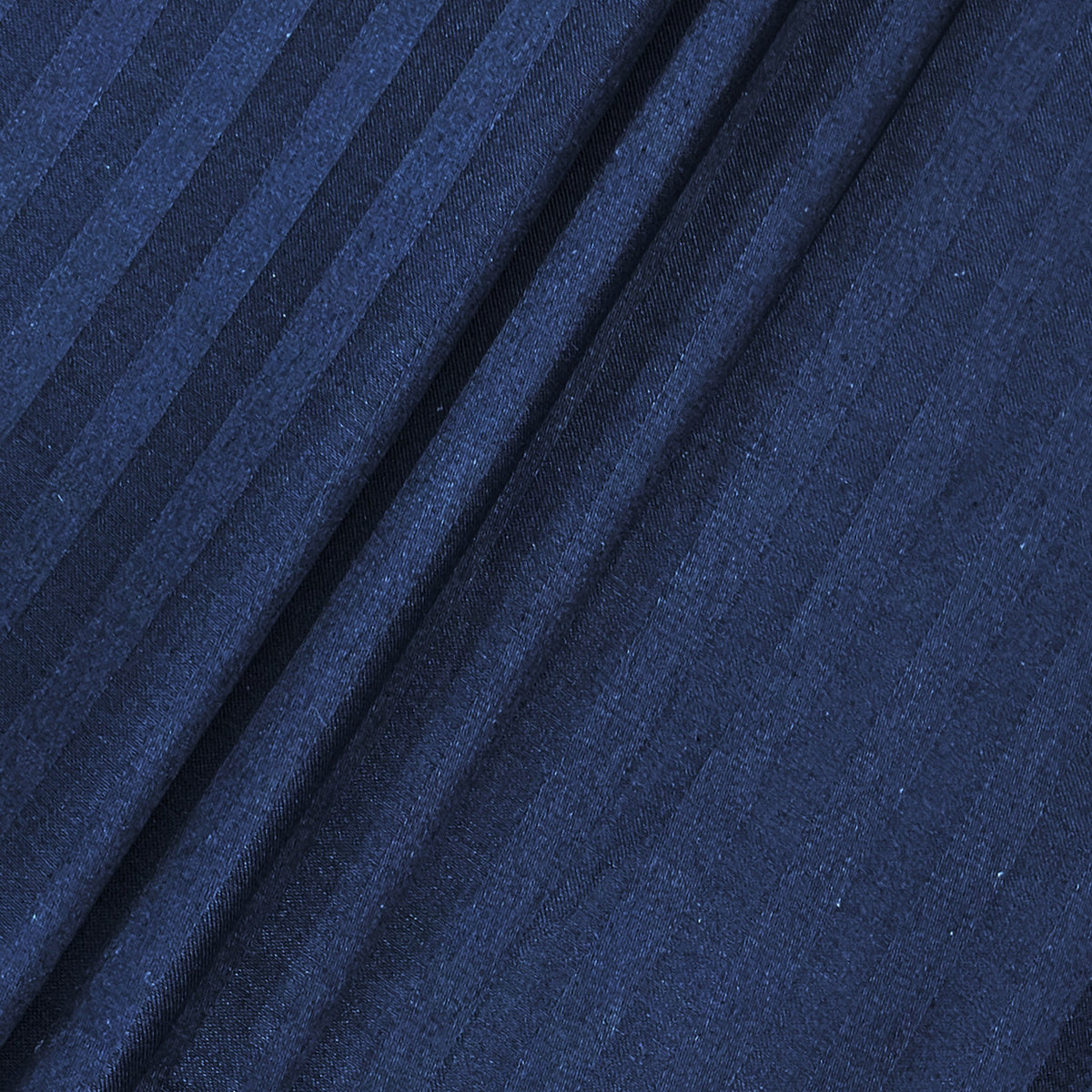 Midnight Blue Satin Stripe 300 TC Pure Cotton Bedsheet Set with Pillow Cover