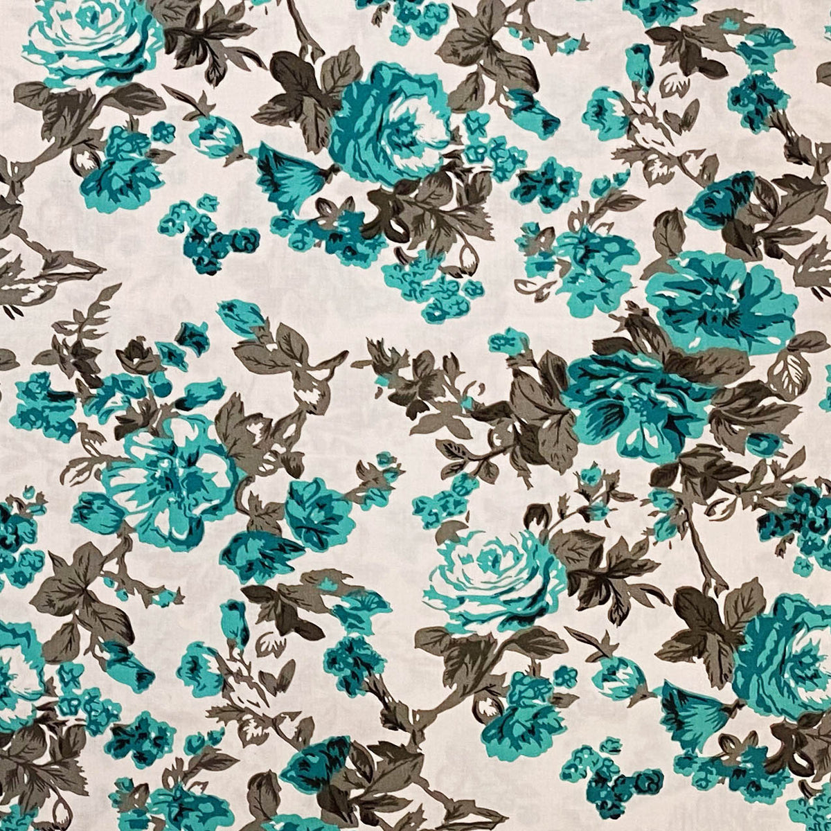 Turquoise Rose Garden 200 TC Pure Cotton Fitted Bedsheet Set with Pillow Cover