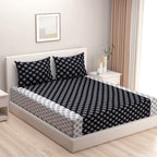 Monochrome Floral Medallions 200 TC Pure Cotton Bedsheet Set with Pillow Cover
