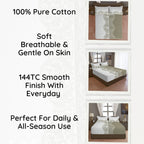 Sage Baroque Elegance 144 TC Pure Cotton Bedsheet Set with Pillow Cover