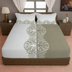 Sage Baroque Elegance 144 TC Pure Cotton Bedsheet Set with Pillow Cover
