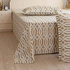 Sandstone Geometric Links 144 TC Pure Cotton Bedsheet Set with Pillow Cover