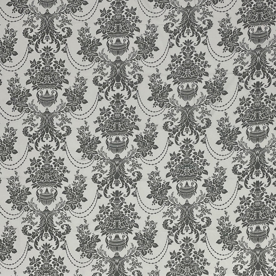 Charcoal Victorian Damask 144 TC Pure Cotton Bedsheet Set with Pillow Cover