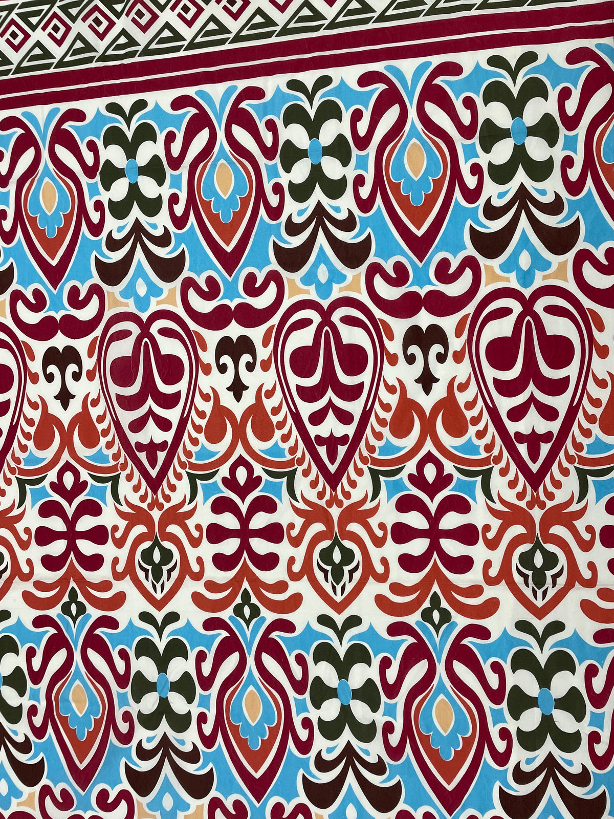 Crimson Ethnic Mosaic 144 TC Pure Cotton Bedsheet Set with Pillow Cover
