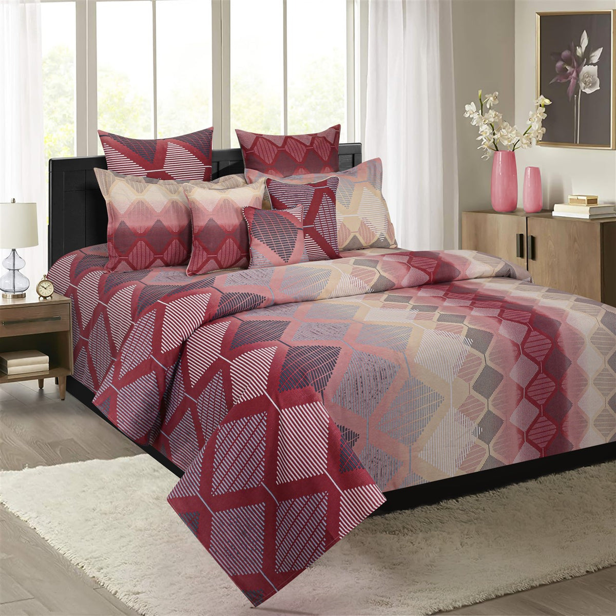 Blush Magnolia Garden 144 TC Pure Cotton Bedsheet Set with Pillow Cover