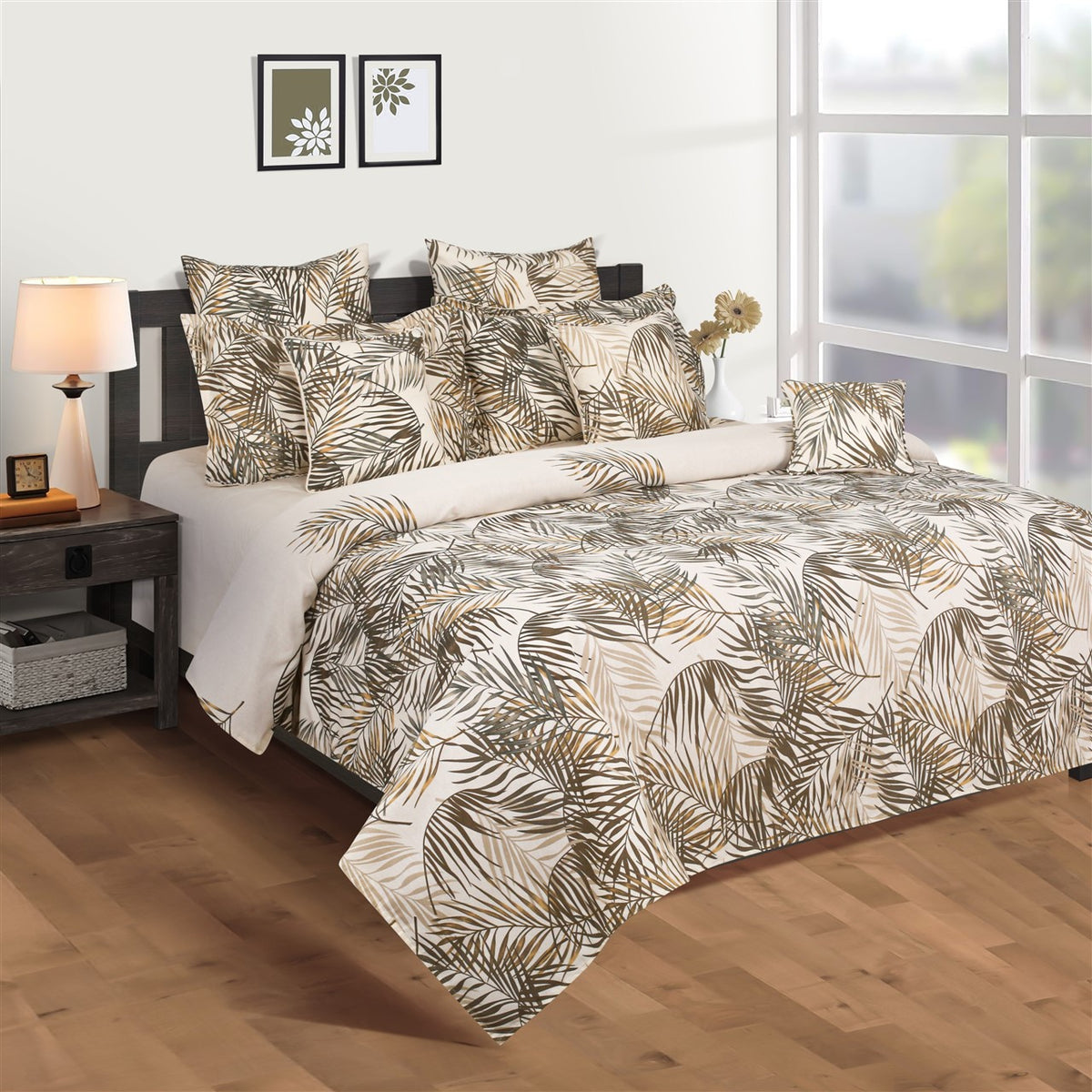 Tropical Palm Canopy 200 TC Pure Cotton Bedsheet Set with Pillow Cover