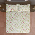 Brown Botanical Printed Microfiber Double Queen Bedsheet with Pillow cover