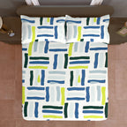 White Brush Stroke Printed Microfiber Double Queen Bedsheet with Pillow cover