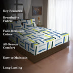 White Brush Stroke Printed Microfiber Double Queen Bedsheet with Pillow cover