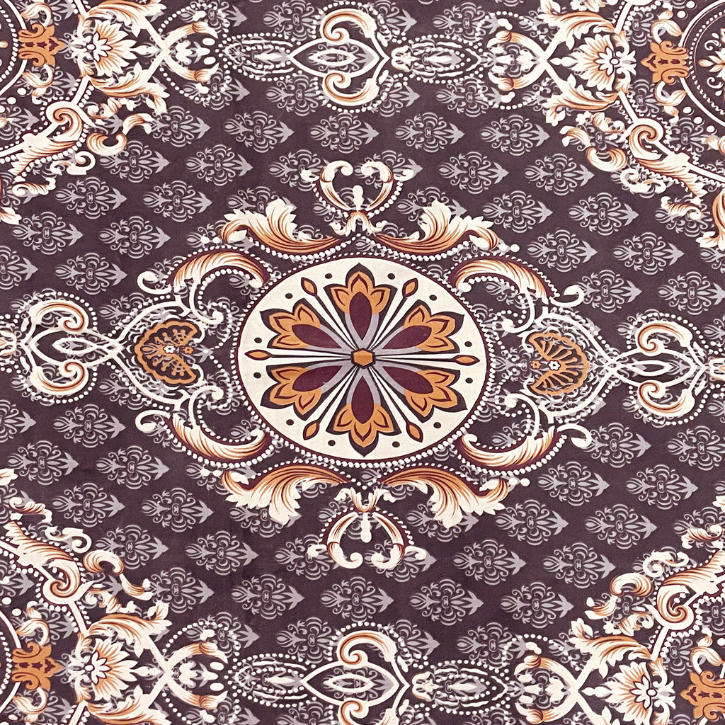 Blended Cotton Double Queen Bedsheet with Pillow cover - Brown Medallion Design