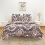 Blended Cotton Double Queen Bedsheet with Pillow cover - Brown Medallion Design