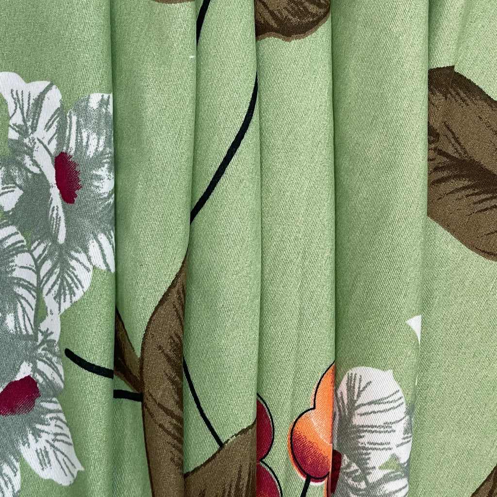Blended Cotton Double Queen Bedsheet with Pillow cover - Floral Design, Green