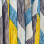 Geometric Skyline Double Queen Bedsheet - Modern Abstract Design in Blue & Yellow