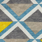 Geometric Skyline Double Queen Bedsheet - Modern Abstract Design in Blue & Yellow