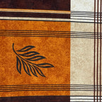 Rustic Plaid Leaf Double Queen Bedsheet - Warm Brown & Mustard Checks with Modern Leaf Accents