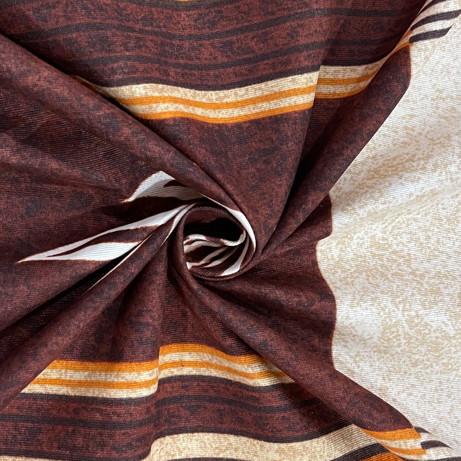 Rustic Plaid Leaf Double Queen Bedsheet - Warm Brown & Mustard Checks with Modern Leaf Accents