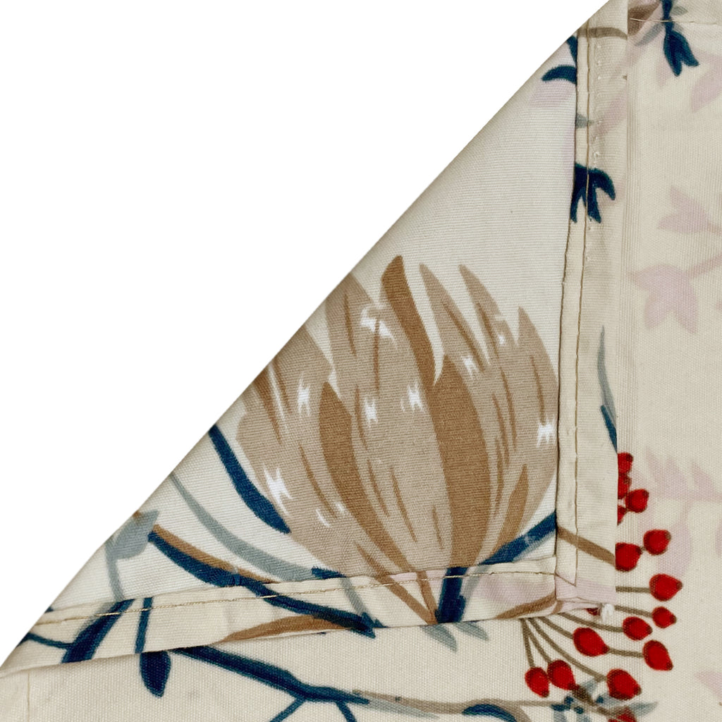 Elegant Meadow Bloom Double Queen Bedsheet - Soft Beige Base with Delicate Floral Vines