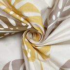 Warm Leaf Harmony Double Queen Bedsheet - Soft Comfort with Yellow & Brown Botanical Print