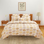 Warm Leaf Harmony Double Queen Bedsheet - Soft Comfort with Yellow & Brown Botanical Print