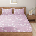 Pink Blossom Trails 140 TC Polyester Bedsheet Set with Pillow Cover