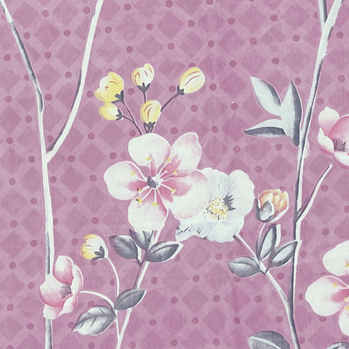 Pink Blossom Trails 140 TC Polyester Bedsheet Set with Pillow Cover