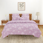 Pink Blossom Trails 140 TC Polyester Bedsheet Set with Pillow Cover