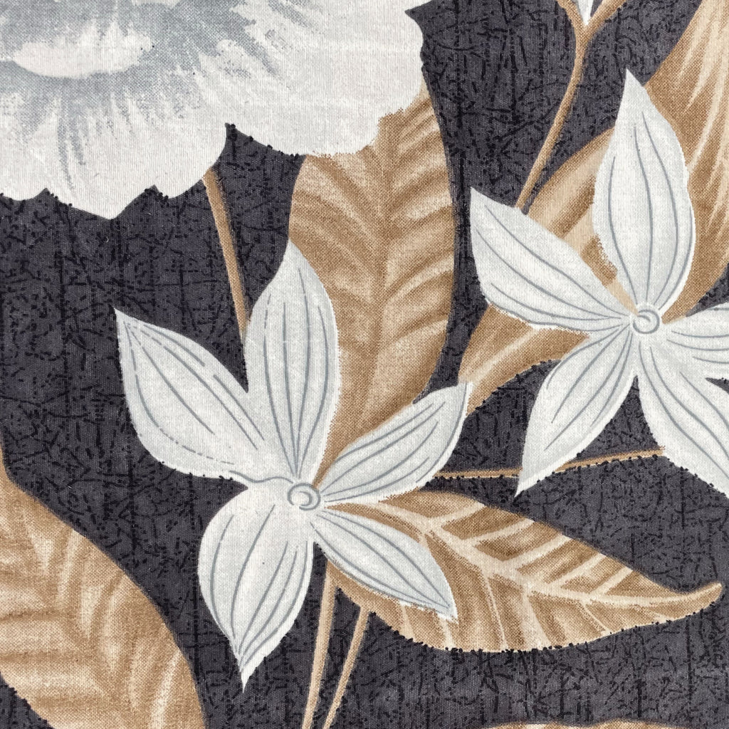 Charcoal Bloom Elegance Double Queen Bedsheet - Soft Fabric with White & Gold Floral Print