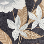 Charcoal Bloom Elegance Double Queen Bedsheet - Soft Fabric with White & Gold Floral Print