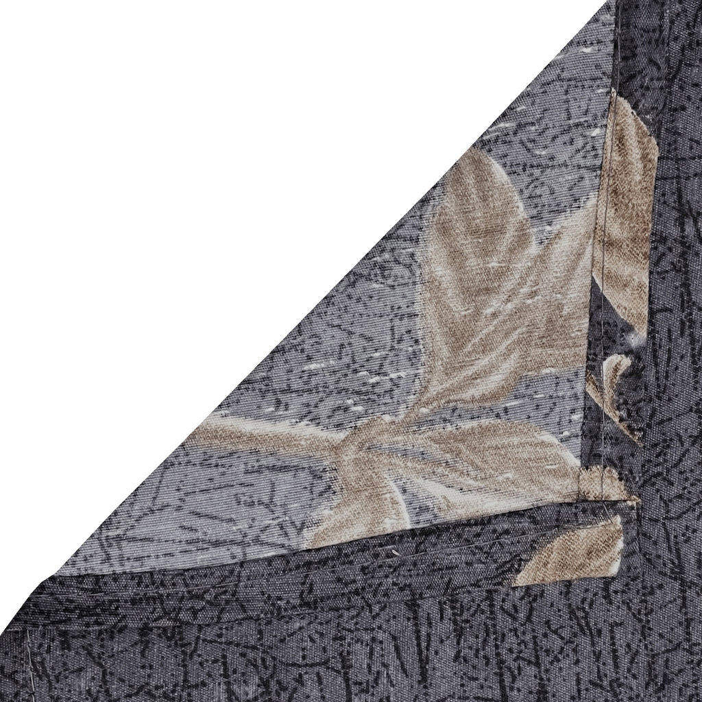 Charcoal Bloom Elegance Double Queen Bedsheet - Soft Fabric with White & Gold Floral Print