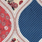 Bold Red & Blue Arch Floral Double Queen Bedsheet - Soft Cotton Feel, Vibrant Printed Design