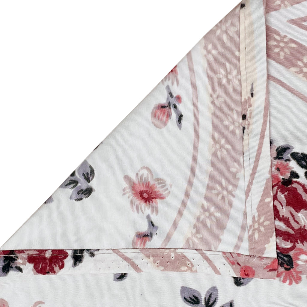 Bold Red & Blue Arch Floral Double Queen Bedsheet - Soft Cotton Feel, Vibrant Printed Design