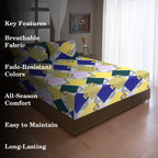 Mustard Yellow Geometric Printed Microfiber Double Queen Bedsheet with Pillow cover