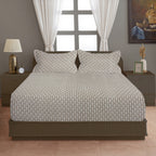 Brown Leaf Printed Microfiber Double Queen Bedsheet with Pillow cover