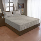 Brown Leaf Printed Microfiber Double Queen Bedsheet with Pillow cover
