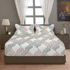 Cream Wave Printed Microfiber Double Queen Bedsheet with Pillow cover