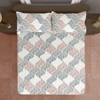 Cream Wave Printed Microfiber Double Queen Bedsheet with Pillow cover