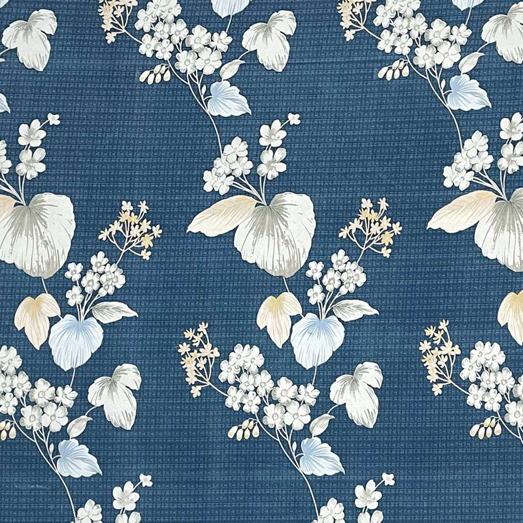 Navy Blue Botanical Printed Microfiber Double Queen Bedsheet with Pillow cover