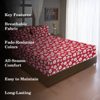 Red Daisy floral Printed Microfiber Double Queen Bedsheet with Pillow cover