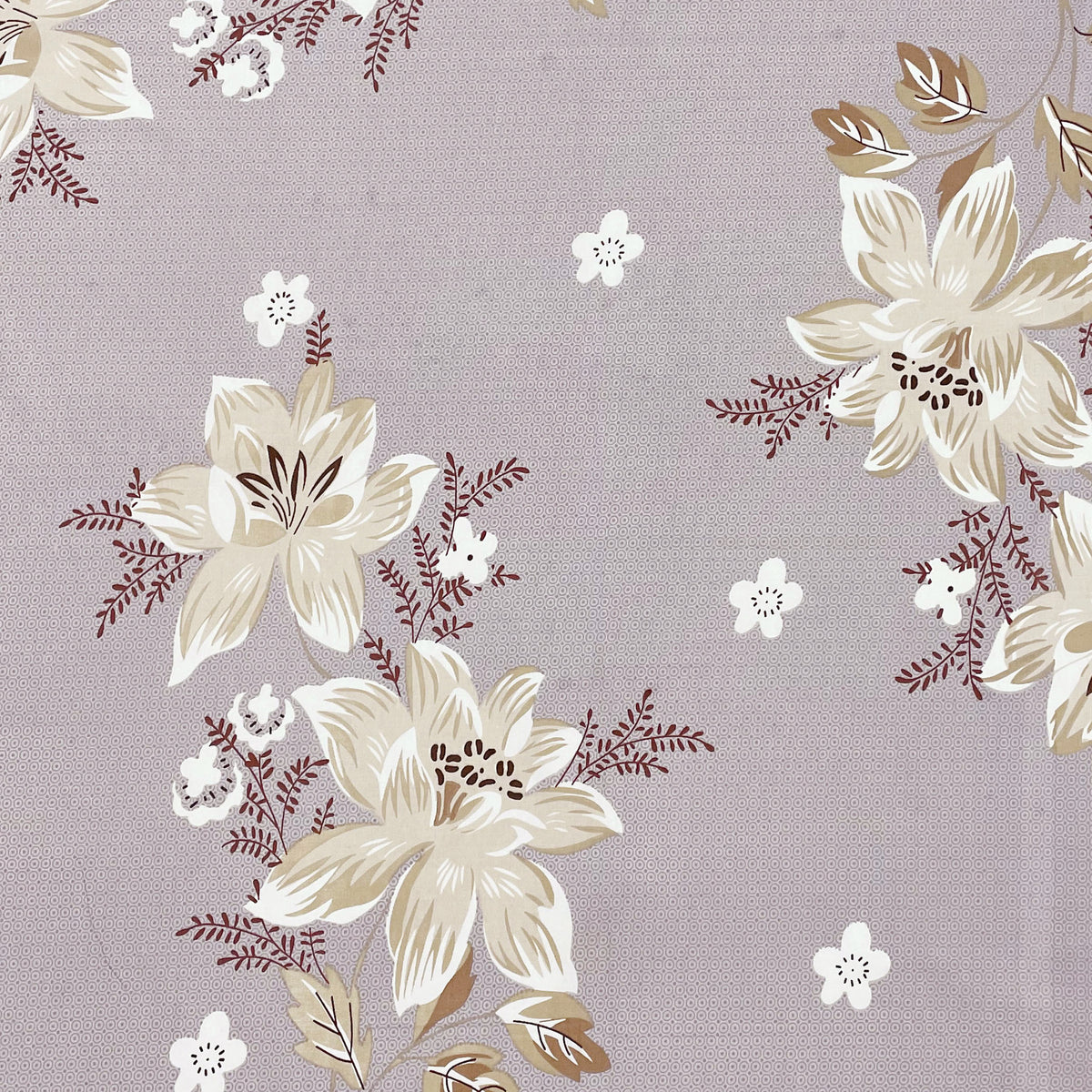 Lilac Ivory Blossom Bouquet 144 TC Pure Cotton Bedsheet Set with Pillow Cover