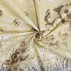 Golden Damask Yellow & Grey Abstract 160 TC Pure Cotton Bedsheet with Pillow Cover